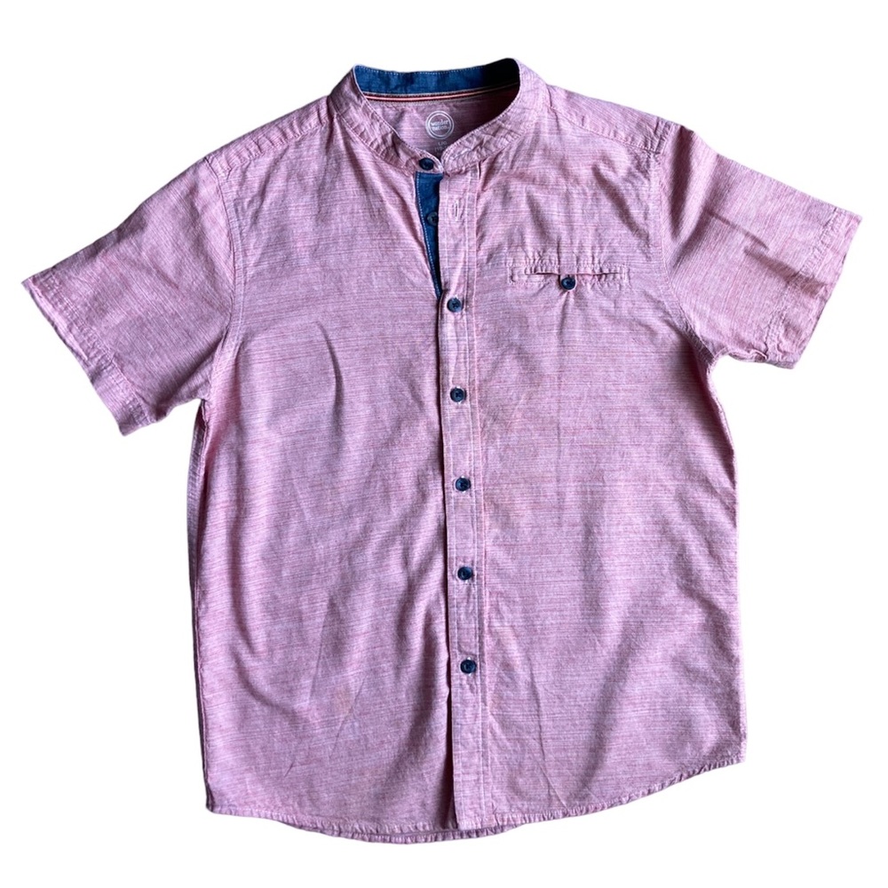Red Button Down Cotton Shirt Size L/10-12 Husky